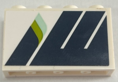 Panel 1 x 4 x 2 with Side Supports - Hollow Studs with Dark Blue Stripes with Lime and Light Aqua Highlights Pattern Model Left Side (Sticker) - Set 60367