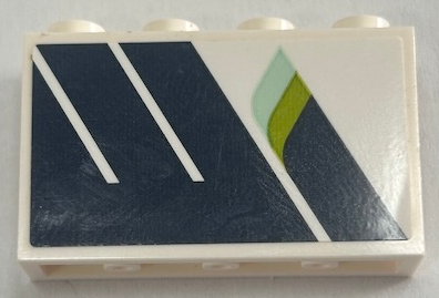 Panel 1 x 4 x 2 with Side Supports - Hollow Studs with Dark Blue Stripes with Lime and Light Aqua Highlights Pattern Model Right Side (Sticker) - Set 60367