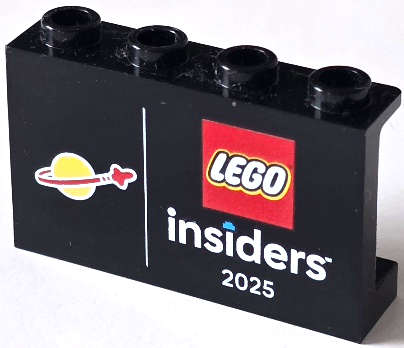 Panel 1 x 4 x 2 with Side Supports - Hollow Studs with LEGO and Classic Space Logos and White 'insiders 2025' Pattern