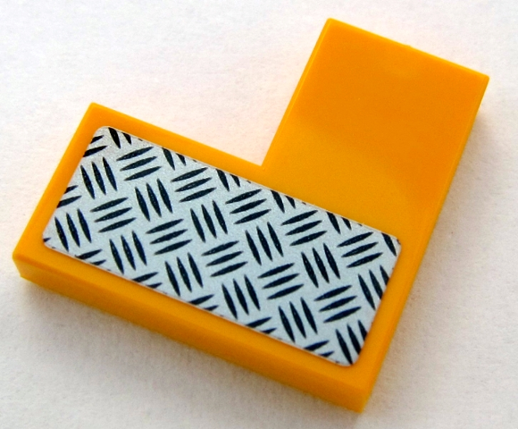 Tile 2 x 2 Corner with Silver Tread Plate Pattern Model Left Side (Sticker) - Set 60159