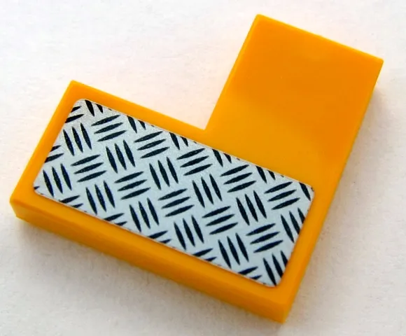 Tile 2 x 2 Corner with Silver Tread Plate Pattern Model Left Side (Sticker) - Set 60159
