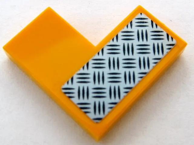 Tile 2 x 2 Corner with Silver Tread Plate Pattern Model Right Side (Sticker) - Set 60159