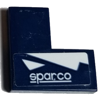 Tile 2 x 2 Corner with 'sparco' and White Triangles Pattern Model Left Side (Sticker) - Set 75885