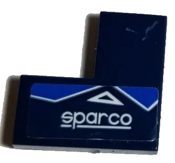 Tile 2 x 2 Corner with 'sparco' and Blue and White Triangles Pattern Model Right Side (Sticker) - Set 75885