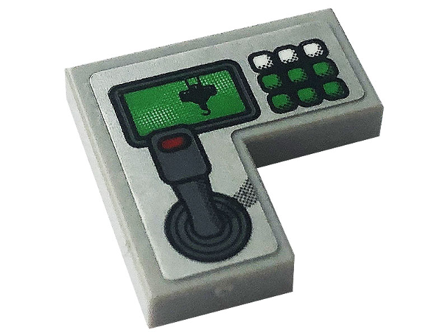 Tile 2 x 2 Corner with Control Panel with Joystick, Hook and Buttons Pattern (Sticker) - Set 42108