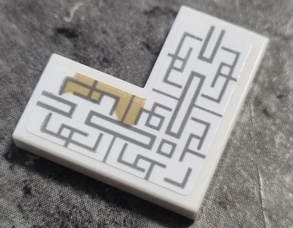 Tile 2 x 2 Corner with Light Bluish Gray Asian Geometric Design with Dark Tan Stain Pattern (Sticker) - Set 76185