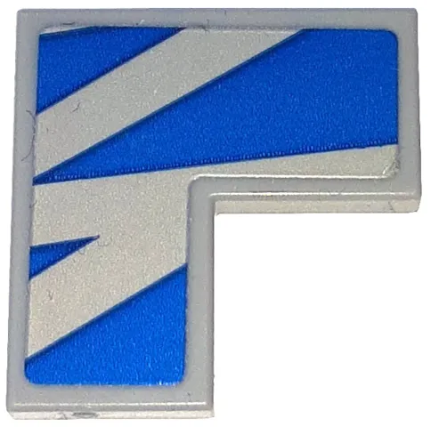 Tile 2 x 2 Corner with Blue Stripes and Triangles Pattern Model Left Side (Sticker) - Set 76917