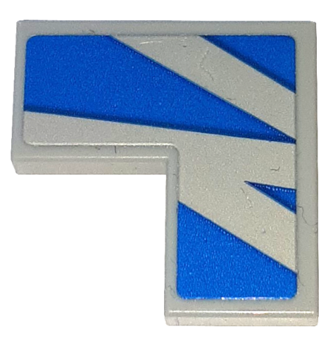 Tile 2 x 2 Corner with Blue Stripes and Triangles Pattern Model Right Side (Sticker) - Set 76917