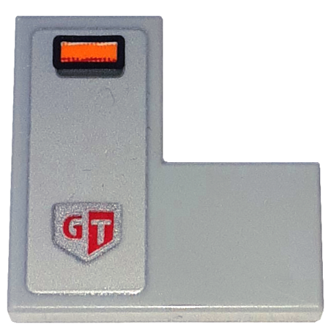 Tile 2 x 2 Corner with Orange Blinker Light and 'GT' Pattern Model Left Side (Sticker) - Set 76917