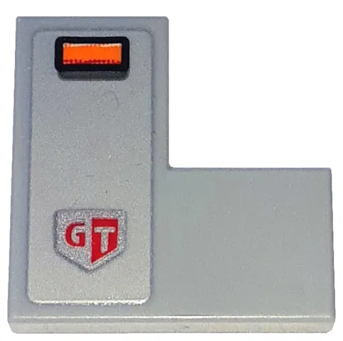 Tile 2 x 2 Corner with Orange Blinker Light and 'GT' Pattern Model Left Side (Sticker) - Set 76917
