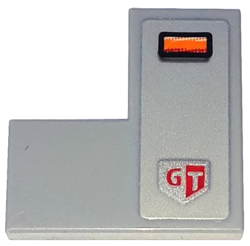 Tile 2 x 2 Corner with Orange Blinker Light and 'GT' Pattern Model Right Side (Sticker) - Set 76917