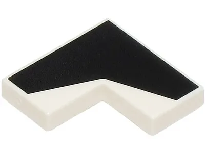 Tile 2 x 2 Corner with Black Angled Stripe Pattern