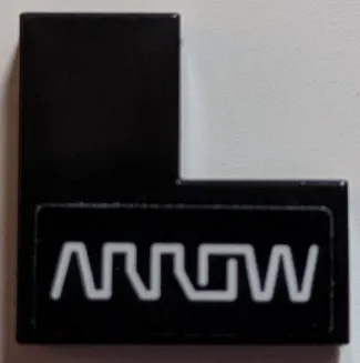 Tile 2 x 2 Corner with White 'ARROW' Logo Pattern Model Left Side (Sticker) - Set 76919