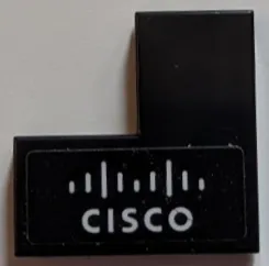 Tile 2 x 2 Corner with White 'CISCO' and Bridge Logo Pattern Model Left Side (Sticker) - Set 76919