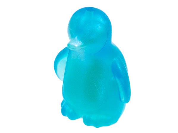 Penguin, Friends Style with Molded Satin Trans-Light Blue Face and Stomach Pattern