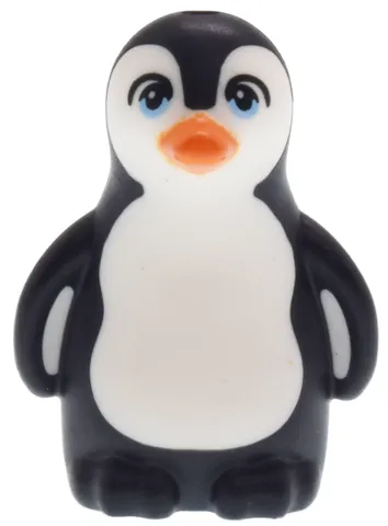 Penguin, Mini Doll Style with Molded White Face and Stomach and Printed Bright Light Blue Eyes and Orange Beak Pattern