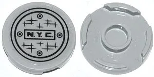 Tile, Round 2 x 2 with Bottom Stud Holder with 'N.Y.C.' and Manhole Cover Pattern (Sticker) - Set 79118