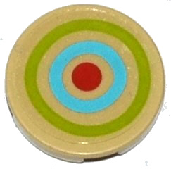 Tile, Round 2 x 2 with Bottom Stud Holder with Lime, Medium Blue and Red Target Pattern (Sticker) - Set 41051