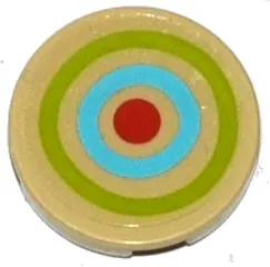 Tile, Round 2 x 2 with Bottom Stud Holder with Lime, Medium Blue and Red Target Pattern (Sticker) - Set 41051