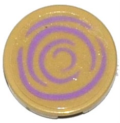 Tile, Round 2 x 2 with Bottom Stud Holder with Medium Lavender Lumber Slice Pattern (Sticker) - Set 41051