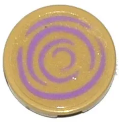 Tile, Round 2 x 2 with Bottom Stud Holder with Medium Lavender Lumber Slice Pattern (Sticker) - Set 41051