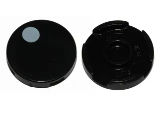 Tile, Round 2 x 2 with Bottom Stud Holder with White Dot Pattern