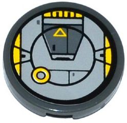Tile, Round 2 x 2 with Bottom Stud Holder with Yellow Circle and Triangle and SW AT-DP Pattern (Sticker) - Set 75083