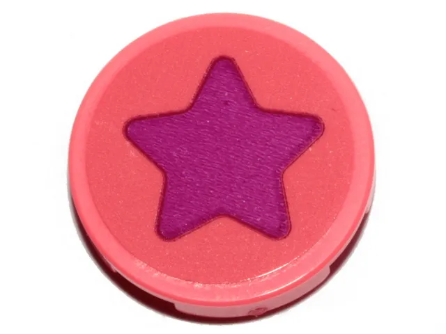 Tile, Round 2 x 2 with Bottom Stud Holder with Magenta Star Pattern (Sticker) - Set 70828