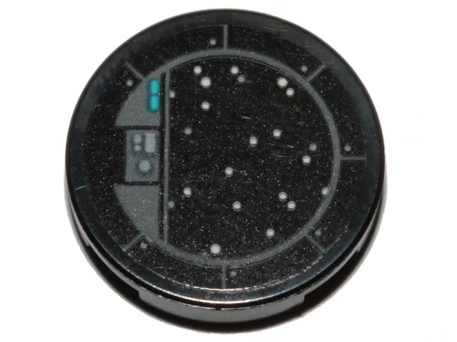 Tile, Round 2 x 2 with Bottom Stud Holder with SW Window and Stars Pattern (Sticker) - Set 75216