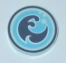 Tile, Round 2 x 2 with Bottom Stud Holder with Elves Water Power Icon Pattern