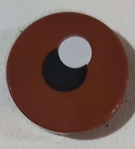 Tile, Round 2 x 2 with Bottom Stud Holder with Black Pupil and White Glint Pattern