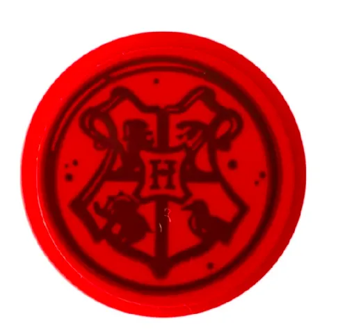 Tile, Round 2 x 2 with Bottom Stud Holder with Envelope Seal and Hogwarts Emblem Pattern (Sticker) - Set 75979