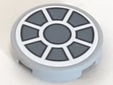 Tile, Round 2 x 2 with Bottom Stud Holder with SW Dark Bluish Gray Fan on White Background Pattern (Sticker) - Set 75212