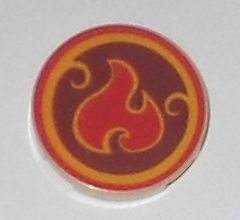 Tile, Round 2 x 2 with Bottom Stud Holder with Elves Fire Power Icon Pattern