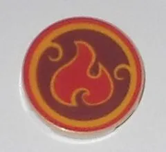 Tile, Round 2 x 2 with Bottom Stud Holder with Elves Fire Power Icon Pattern