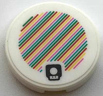 Tile, Round 2 x 2 with Bottom Stud Holder with Super Mario Scanner Code Super Mushroom Pattern (Sticker) - Sets 30385 / 40414 / 71366 / 71418