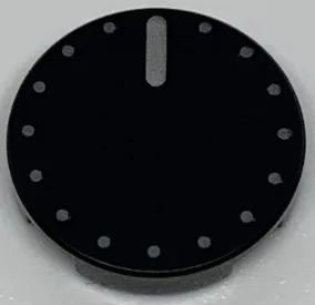 Tile, Round 2 x 2 with Bottom Stud Holder with Silver Knob / Dial Pattern