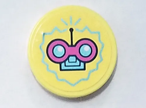 Tile, Round 2 x 2 with Bottom Stud Holder with Dark Pink and Medium Azure Circuit Pattern (Sticker) - Set 41329