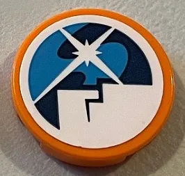 Tile, Round 2 x 2 with Bottom Stud Holder with Dark Blue, Dark Azure and White Arctic Explorers Logo Pattern (Sticker) - Set 60196