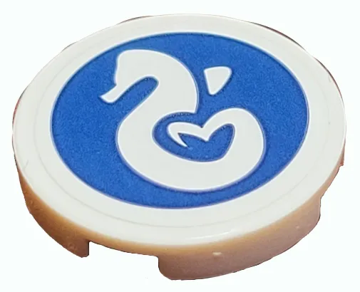 Tile, Round 2 x 2 with Bottom Stud Holder with Heartlake Rescue Seahorse Logo on Dark Blue Background Pattern (Sticker) - Set 41380