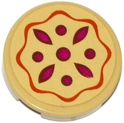 Tile, Round 2 x 2 with Bottom Stud Holder with Fruit Pie Pattern (Sticker) - Set 41074