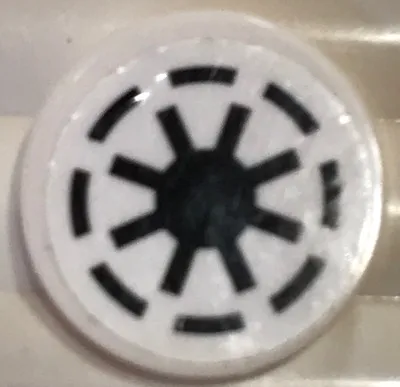Tile, Round 2 x 2 with Bottom Stud Holder with SW Galactic Republic Logo on White Background, White Border, Thick Gaps Pattern (Sticker) - Set 75087
