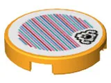 Tile, Round 2 x 2 with Bottom Stud Holder with Super Mario Scanner Code Gold Ghost Pattern (Sticker) - Set 71397