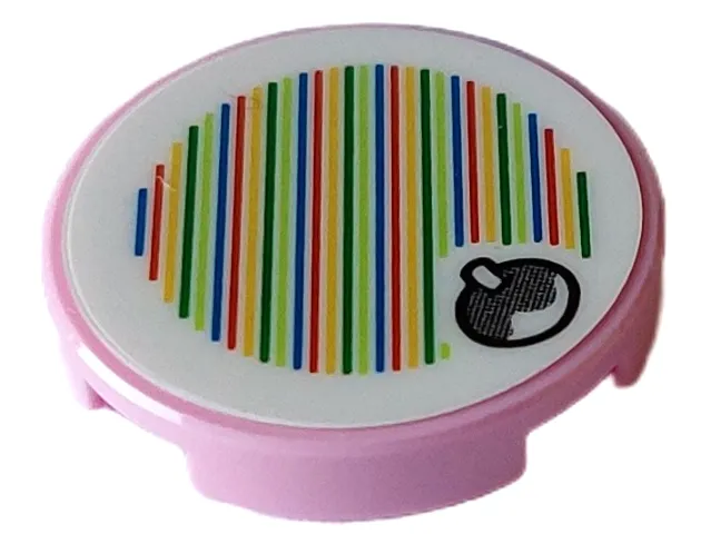 Tile, Round 2 x 2 with Bottom Stud Holder with Super Mario Scanner Code Fruit Pattern (Sticker) - Sets 71408 / 71440