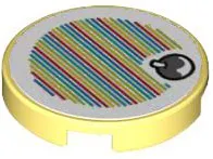 Tile, Round 2 x 2 with Bottom Stud Holder with Super Mario Scanner Code Fruit Pattern (Sticker) - Sets 71406 / 71418