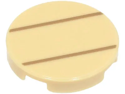 Tile, Round 2 x 2 with Bottom Stud Holder with 2 Dark Tan Lines Pattern (Super Mario Lemmy Stomach)