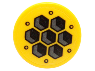 Tile, Round 2 x 2 with Bottom Stud Holder with Hexagon Tiles Pattern (Sticker) - Set 70225