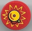 Tile, Round 2 x 2 with Bottom Stud Holder with Yellow High Striker Bell and Zigzag Lines Pattern (Sticker) - Set 40529