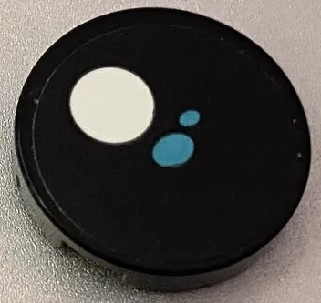Tile, Round 2 x 2 with Bottom Stud Holder with Black Eye, White Pupil and 2 Medium Azure Ovals Pattern Model Left Side (Sticker) - Set 40251