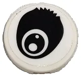 Tile, Round 2 x 2 with Bottom Stud Holder with Black Panda Eye Open with Fur Pattern (Sticker) - Set 80011